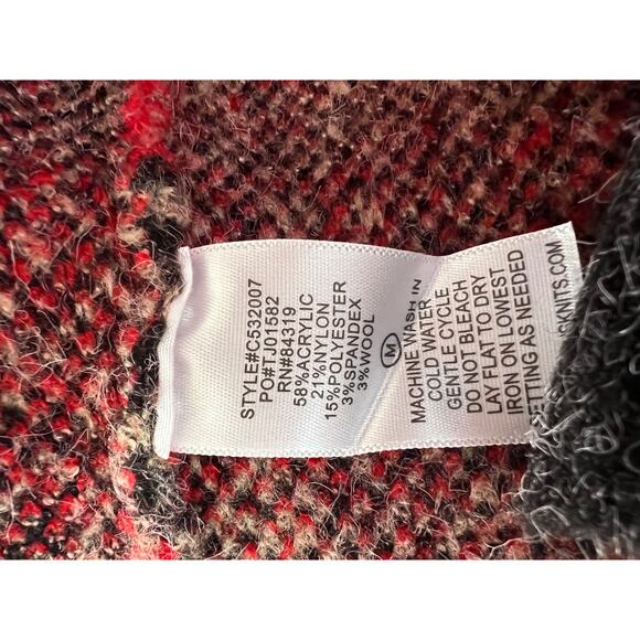 CabinCore Cyrus Red Plaid Wool Blend Cozy Cottage Cardigan Sweater Medium - Picture 7 of 13